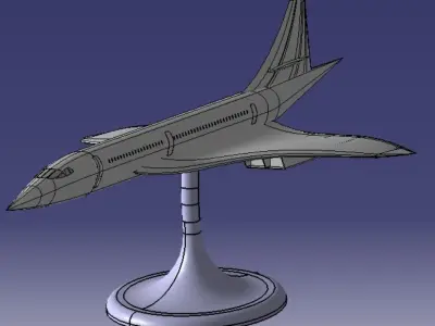 Avion Concorde avec support 3D print model