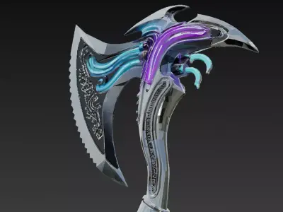 Cartoon Cyber Axe PBR 3D Model Low-poly 3D model