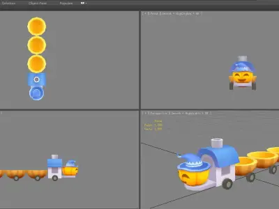 Cartoon pumpkin train toy - Halloween pumpkin cart Low-poly 3D model