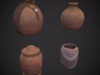 Clay Jars Low-poly 3D model