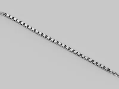 Link Chain V7 - Silver Box Style Bracelet 3D model