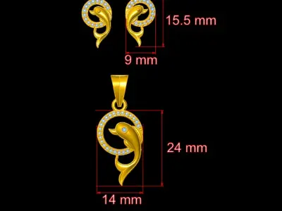  Fancy Dolphin Pendant Set - 010 3D print model purchase