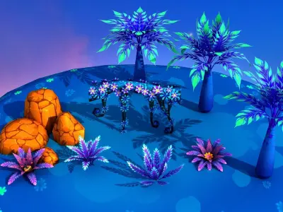 Mystic Forest Low-poly 3D model