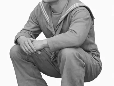 Instructor and three sailors 3D print model