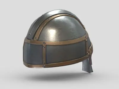 Medieval Helmet 09 Low Poly PBR Realistic  Low-poly 3D model