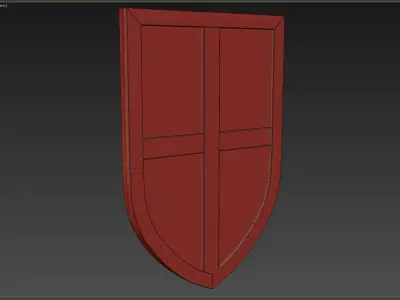 Wooden shield Low-poly 3D model 4