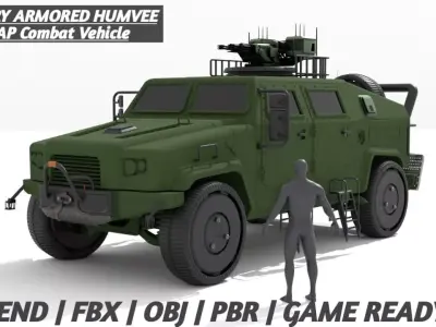 Military Armored Humvee MRAP Vehicle Game Ready 3D Model Blender Low-poly 3D model