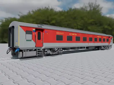 Realistic LHB TIER 3RD AC COACH of Indian Railways No interiors 3D model