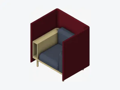 Sofa - Contemporary - Flame - Chair - Armrest Shelf - Left Low-poly 3D model