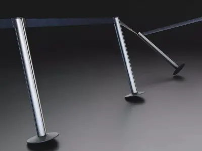 Queue Barrier Stanchion Set Low-poly 3D model