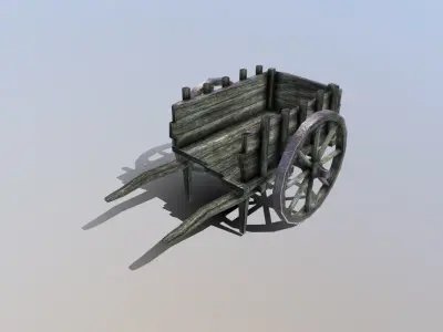 Medieval Cart Prop Low-poly 3D model