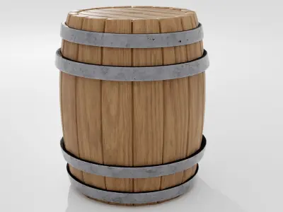Wooden barrel 02 3D model purchase