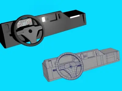 Steering Wheel and Dashboard Free low-poly 3D model