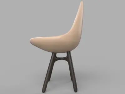 chair stool with seat and legs Low-poly 3D model