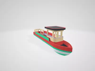 Minimalistic ship Low-poly 3D model