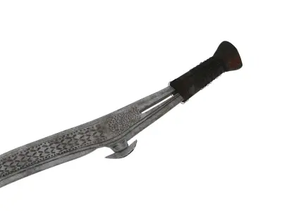 Mambele hybrid Knife Axe  Low-poly 3D model