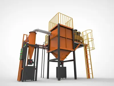Industrial dust collecting system 3D model