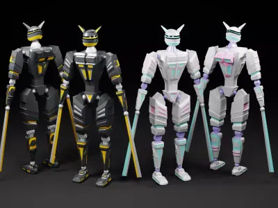 Ninja robot 3d Low-poly 3D model