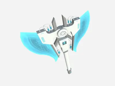 SciFi War Axe B02 White Blue - Sci Fi Weapon Design Low-poly 3D model
