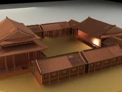 Chinese ancient  courtyard house 3D model