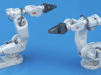ABB 7600 Industrial Robot with Gripper White Rigged for Maya 3D model