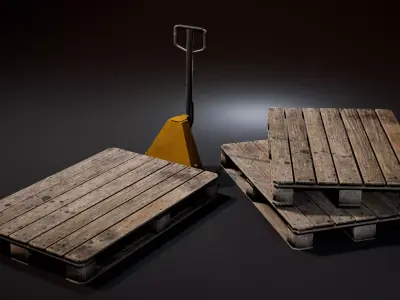 Pallet Jack with Pallets Low-poly 3D model purchase
