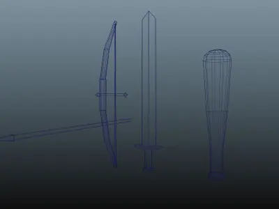 Lowpoly Primitive Weapons Free low-poly 3D model