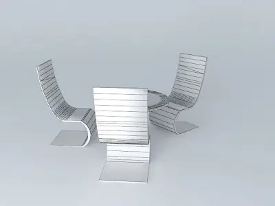 3taable three chairs and table Free 3D model
