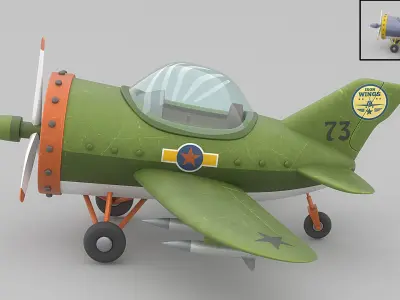 Cartoon airplane 2 3D model