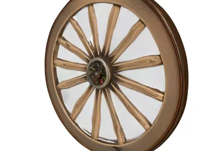 Rustic Wooden Wagon Wheel Low-poly 3D model
