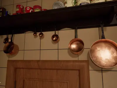 Copper Pot Set Low-poly 3D model