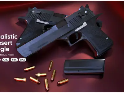 Desert Eagle 50 Realistic Gun 3D Model 3D model