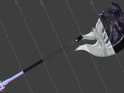 Fantasy Axe Low-poly 3D model buy