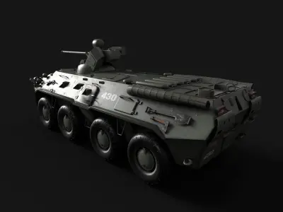 BTR-80-A Armored personnel carrier Low-poly 3D model