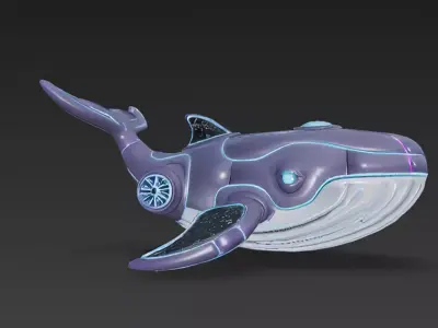 Stylized Cyber Whale 3D Model 3D model