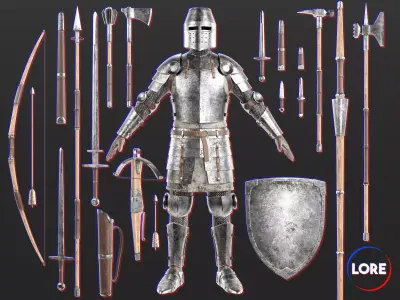 Medieval Collection Knightly Armory 3D Model Pack