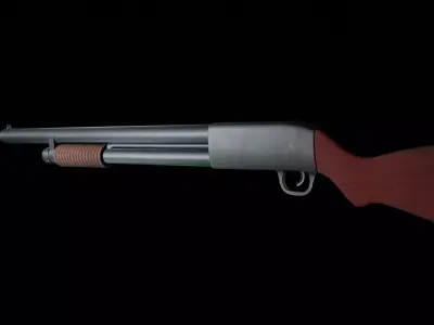 Ithaca Model 37 Pump Auto Shotgun Low-poly 3D model
