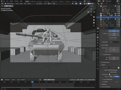 Deadpool On a Tank  Epic Blender Animation 3D model