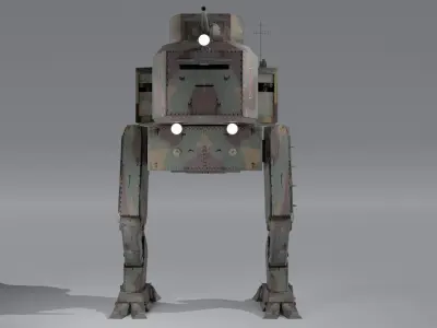 Panzer Mech Walker with RIG and LOWPOLY Forest Camo Low-poly 3D model