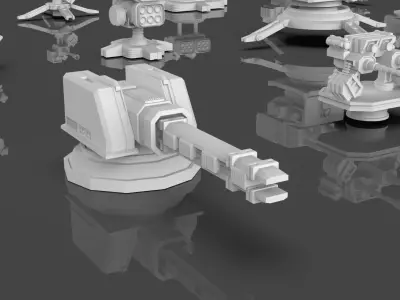 Turret and AA Gun Defense Pack - 7 - 40 Props - Untextured 3D model