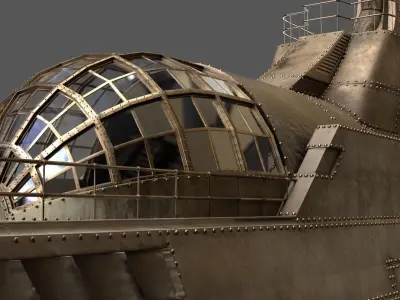 Steampunk Submarine 3D Model 3D model