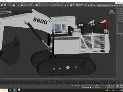 Excavator Mining R9800 Simplified Low-poly 3D model