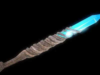 Fantasy Wizard Staff PBR Low-poly 3D model