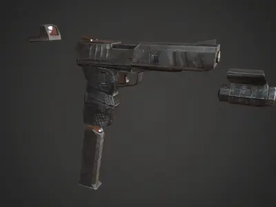 Pistol Handgun automatic Gun Low-poly 3D model