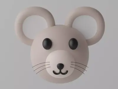 Cartoon Mouse Rat Head 3D model