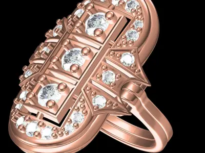 Antique Art Deco Engagement Ring 03 3D print model