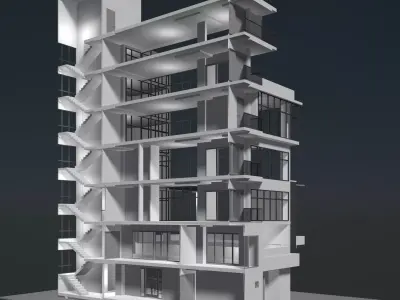 Office building in section cut 24ZZ40 3D model