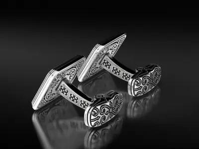 Stylish cufflinks with antique patterns 665 3D print model