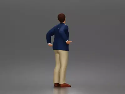 Businessman Character Standing Pose in Casual Suit and Shoes 3D print model