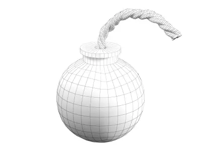 A Round Bomb Grenade with wick Low-poly 3D model